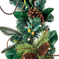 Village Lighting 9ft. Pre-Lit LED Magnolia Leaf Garland