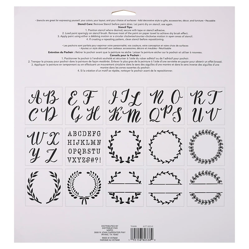 Alphabet Monogram Stencils by Craft Smart®, 12" x 12"
