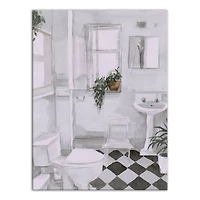 Black And White Bathroom 12" x 16" Canvas Wall Art