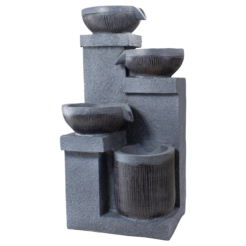 23" LED Cascading 4-Tier Bowl Outdoor Water Fountain