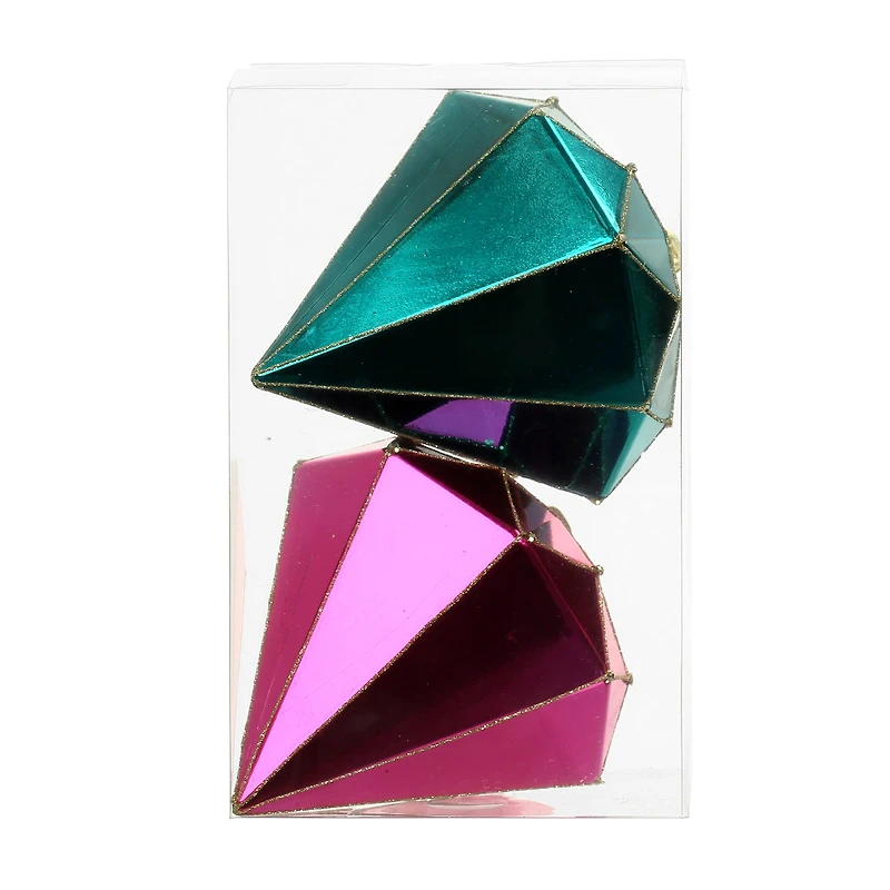 2 Pack 5.4" Pink & Teal Shatterproof Diamond Ornaments by Ashland®