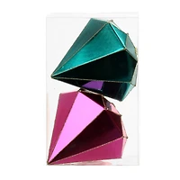 2 Pack 5.4" Pink & Teal Shatterproof Diamond Ornaments by Ashland®