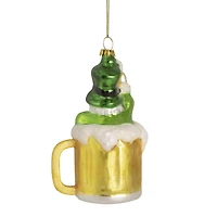 5" Luck of the Irish Leprechaun and Gold Beer Mug Glass Ornament