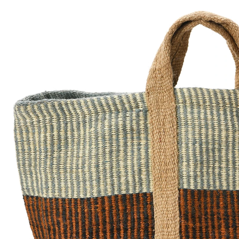 Hello Honey® 24" Rust Striped Woven Jute Tote with Liner