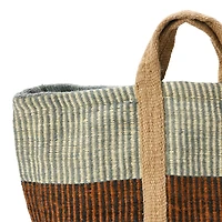 Hello Honey® 24" Rust Striped Woven Jute Tote with Liner