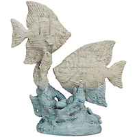 16" Light Blue Polystone Textured Ombre Fish Sculpture