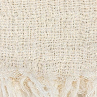 Hello Honey® Cream & Natural Stripes & Fringe Woven Linen Throw Blanket