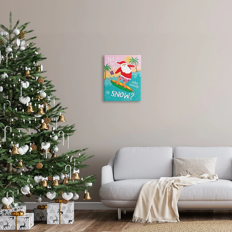 Stupell Industries Who Needs Snow Surfing Santa Canvas Wall Art