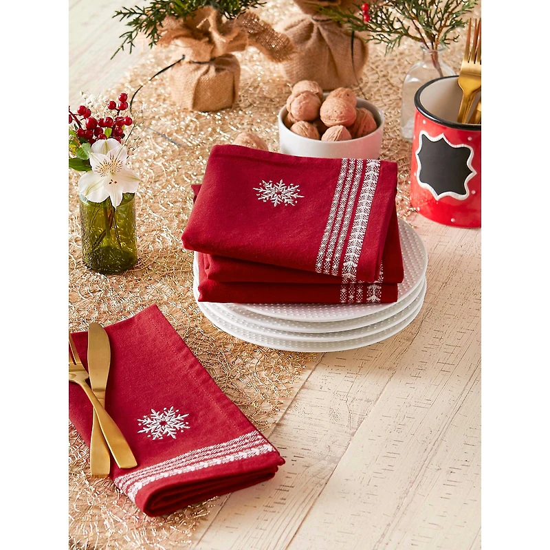 DII® Nordic Snowflake Embroidered Napkin Set, 4ct.