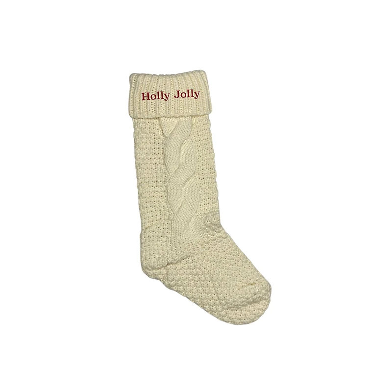 18" Holly Jolly Cable Knit Stocking