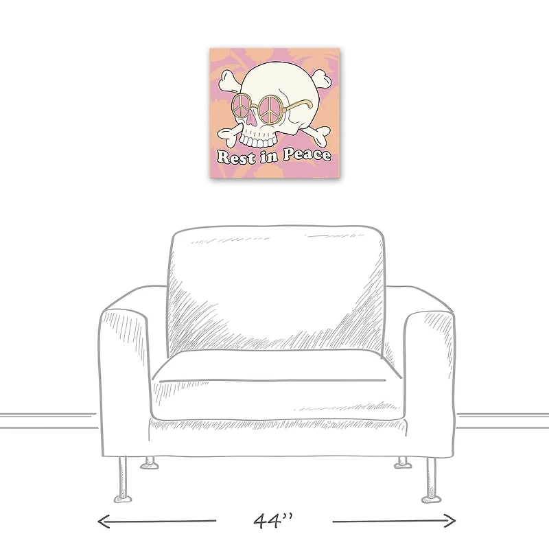 Pink & Coral Skull Rest in Peace Canvas Wall Art