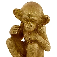 6" Gold Polystone Monkey Sculpture Set