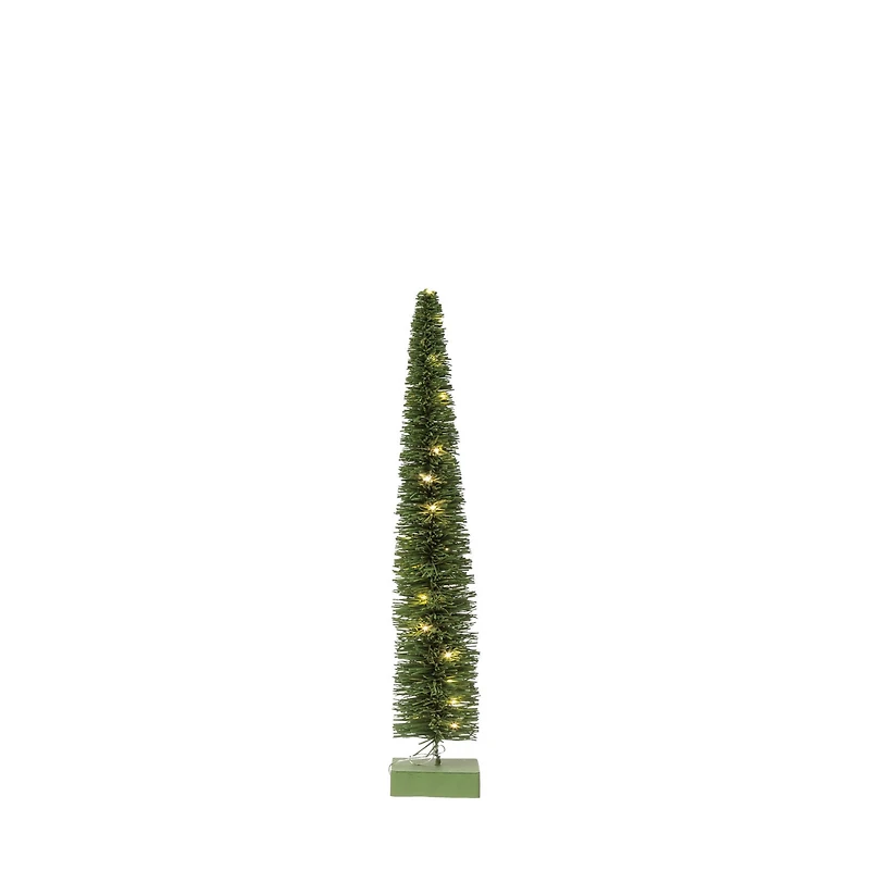 Hello Honey® 25.25" LED Green Rattan Tree with Wood Base