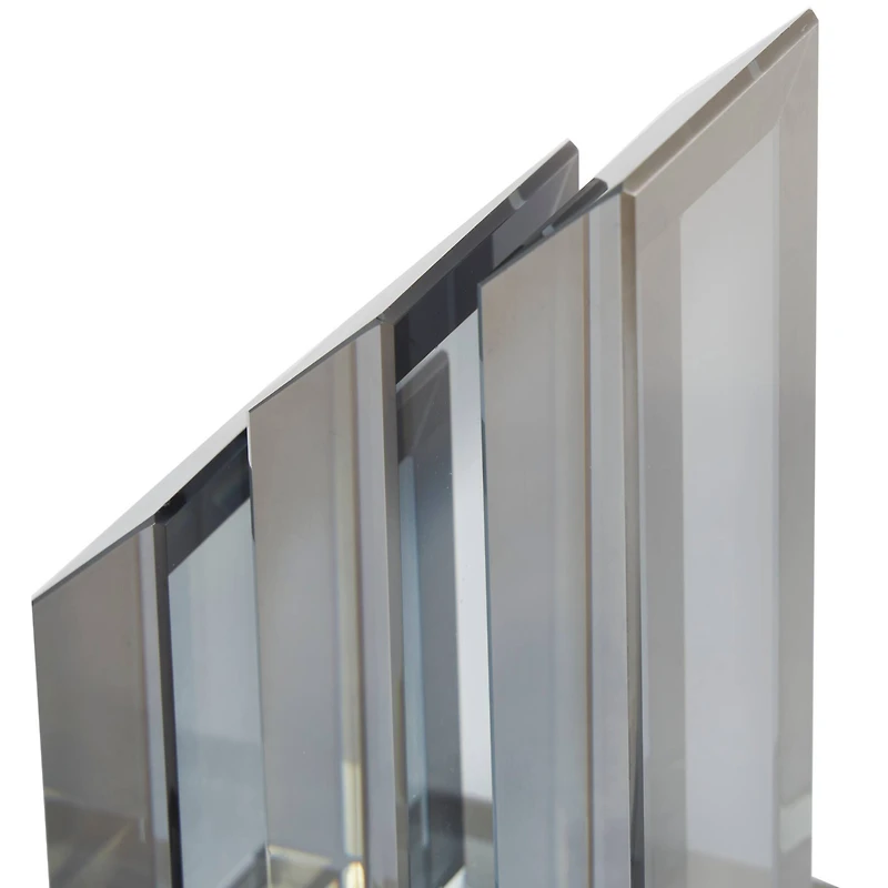 6" Silver Crystal Geometric Pyramid Bookends Set