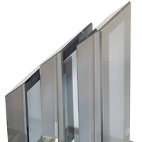 6" Silver Crystal Geometric Pyramid Bookends Set