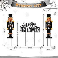 Glitzhome® 32"H Halloween Metal Nutcracker and HAPPY HALLOWEEN Yard Stake Set