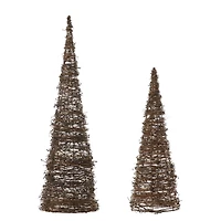 Glitzhome® Pre-Lit Rattan Christmas Table Tree Décor Set