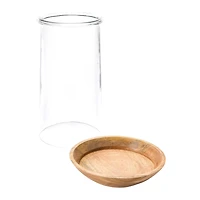 Hello Honey® 15'' Glass Hurricane with Wood Base