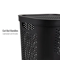 Mind Reader 60L Ventilated Slim Laundry Hamper with Cut Out Handles & Hinged Lid