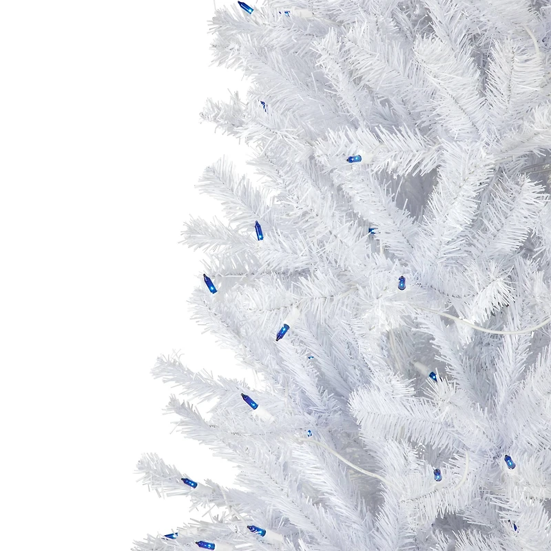 6.5ft. Pre-Lit Slim White Geneva Spruce Artificial Christmas Tree, Blue Lights