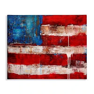 Stupell Industries Rustic United States Flag with Distressed Paint Drip Canvas Wall Art
