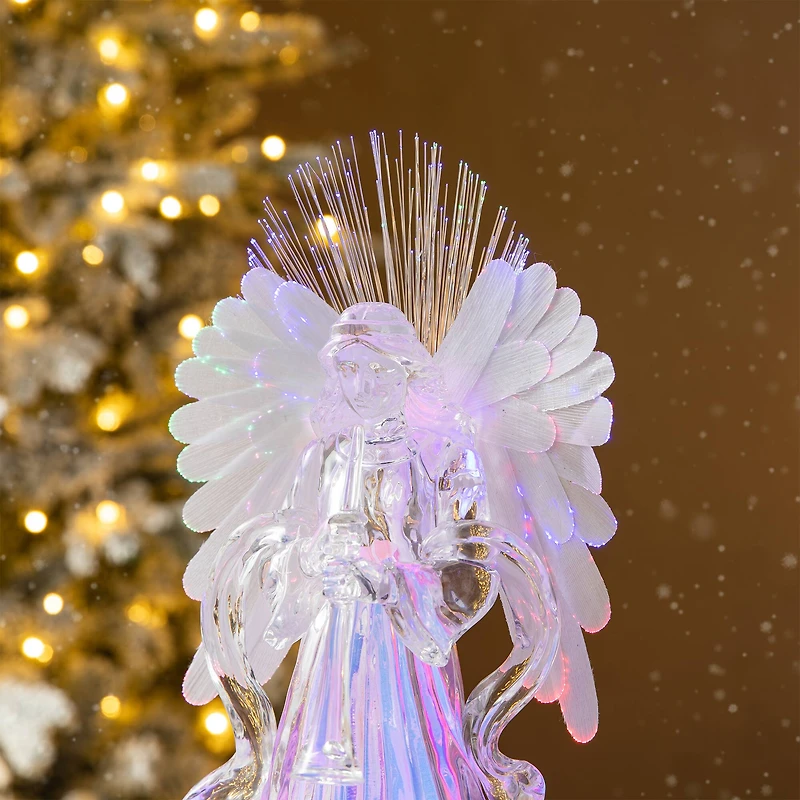 Glitzhome® 12" Acrylic Lighted Tabletop Angel Figurine