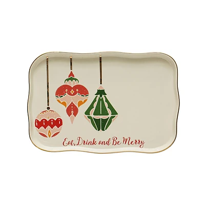 Hello Honey® 13" Eat, Drink & Be Merry Stoneware Tray