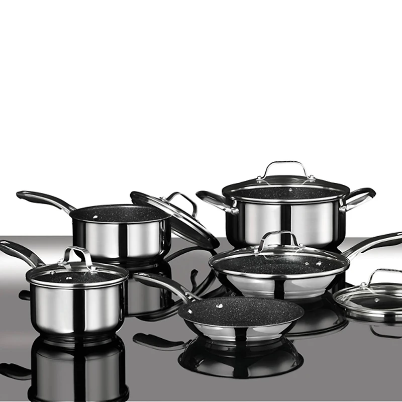 Stainless Steel Non-Stick 10-Piece Cookware Set With Stainless Steel Handles