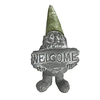 Santa's Workshop 12" Green Hat Cement Welcome Gnome
