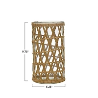 Hello Honey® 10" Woven Grass Glass Hurricane