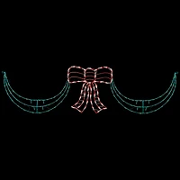 3-Piece Lighted Red Bow and Green Swag Christmas Decoration