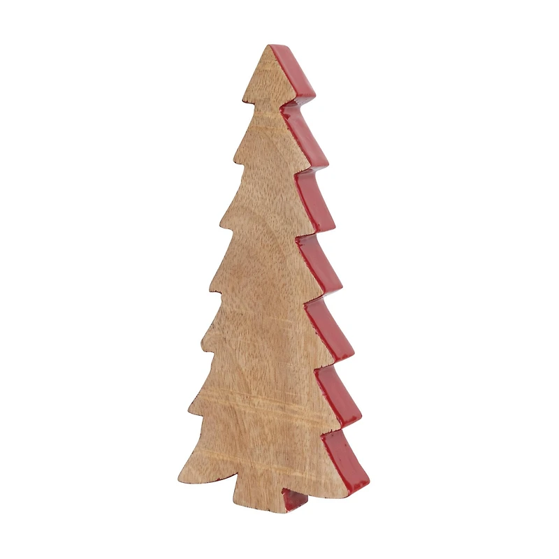 Hello Honey® Mango Wood Christmas Tree with Red Enameled Edge