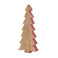 Hello Honey® Mango Wood Christmas Tree with Red Enameled Edge