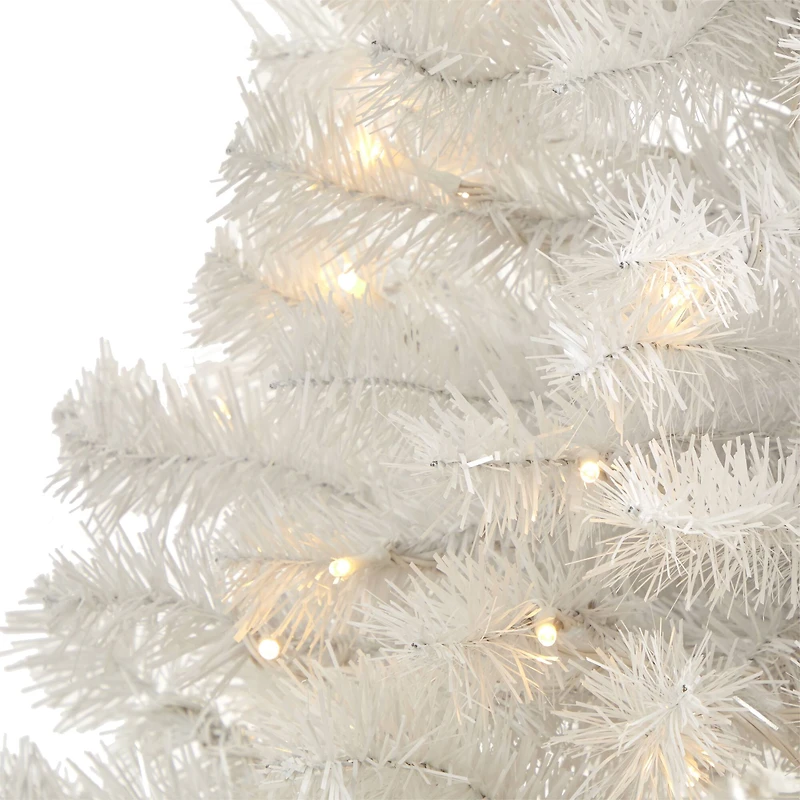 5ft. Pre-Lit White Artificial Christmas Tree, Clear LED Lights