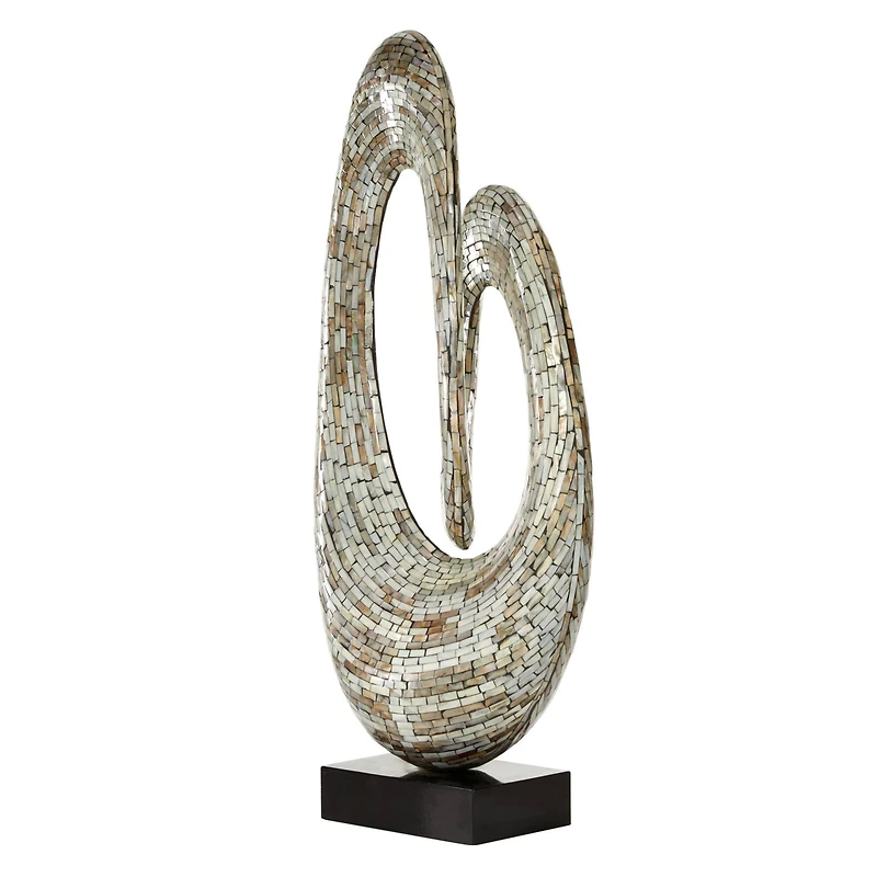 29" Gray Mother of Pearl Abstract Sculpture
