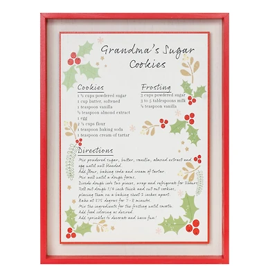 16.5" Framed Grandma's Sugar Cookie Recipe Plaque