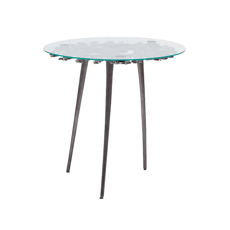 Black Aluminum Modern Accent Table, 22" x 22" x 22"