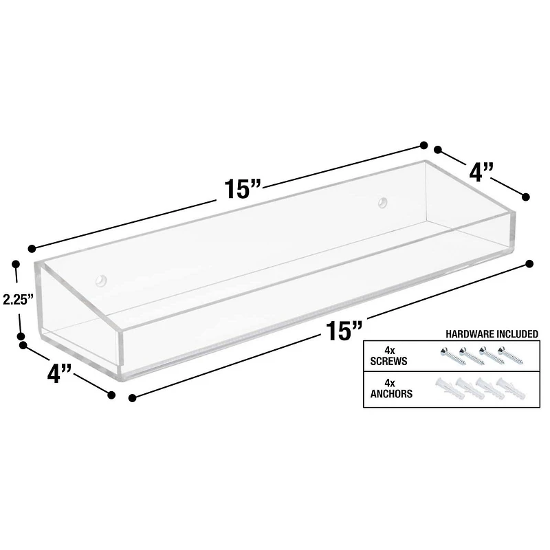 Sorbus 16" Acrylic Bathroom Floating Display Shelves, 2ct.