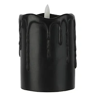 3" x 4" Black Dripping LED Wax Pillar Candle by Ashland®