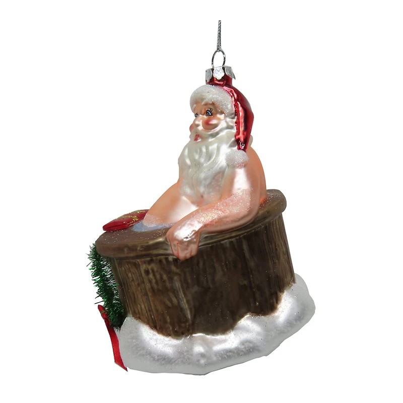 4.5" Bathing Santa Glass Ornament by Ashland®