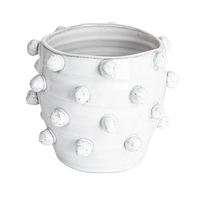 Hello Honey® 8.25" White Handmade Hobnail Terra Cotta Planter