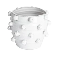 Hello Honey® 8.25" White Handmade Hobnail Terra Cotta Planter