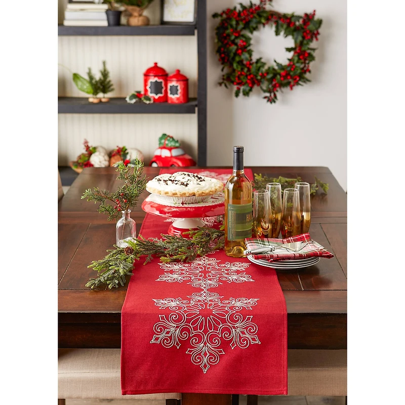 DII® 70" Sparkle Snowflakes Embroidered Table Runner