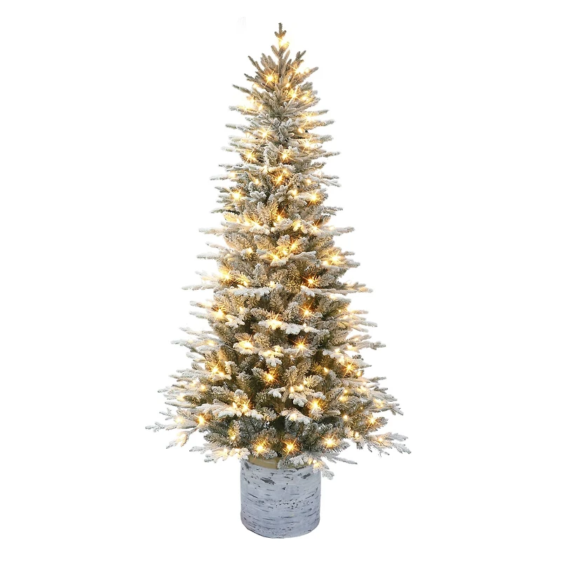 6ft. Pre-Lit Arctic Fir Artificial Potted Christmas Tree, Warm White LED Lights