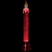 Glittered LED Flameless Christmas Candle - 9.25" - Red