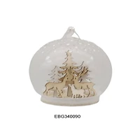 Deer Family in Snow Glass Globe Christmas Ornament  - 4.75"
