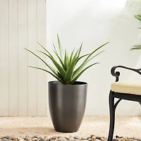 Glitzhome® 16.75" Eco-Friendly Faux Brushed Steel Texture Planters, 2ct.