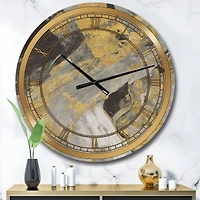 Designart 'Marble Gold And Black Glam Wall Clock