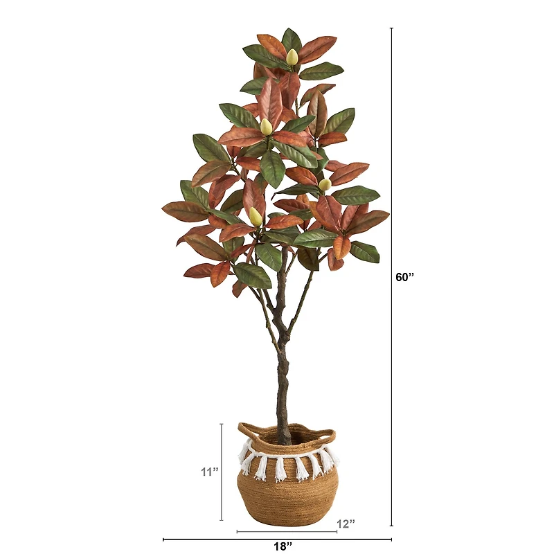 5ft. Artificial Fall Magnolia Tree with Basket