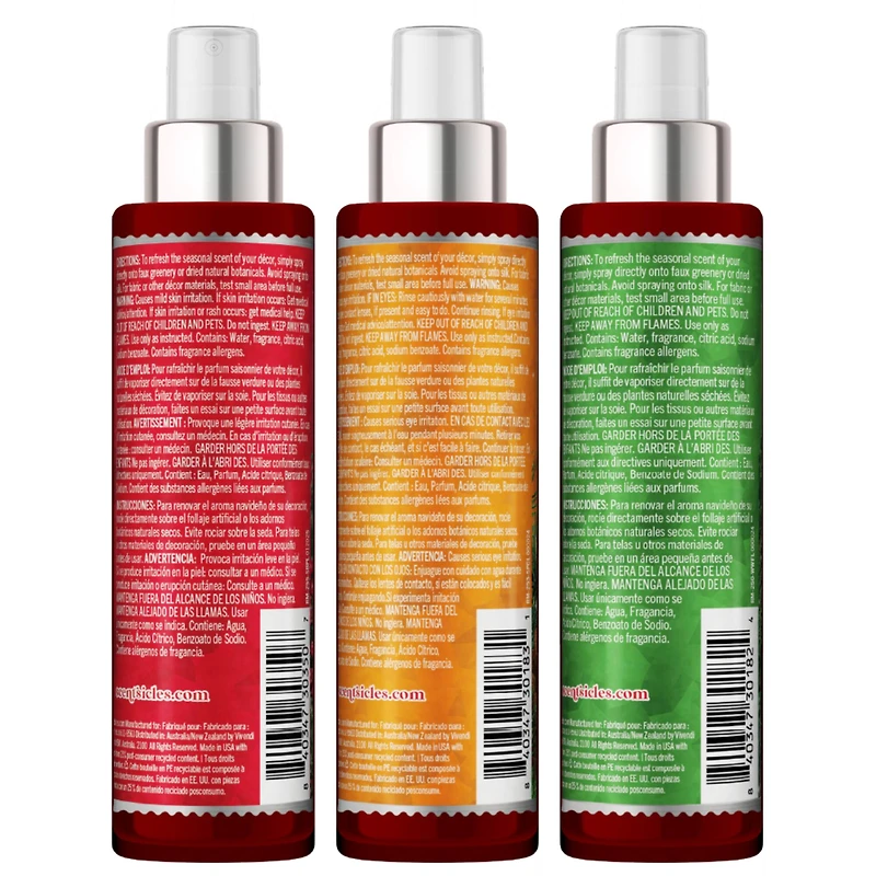 Scentsicles Scent Mister White Winter Fir, Snowberry Pine, Spiced Pine Cones, 3 pack